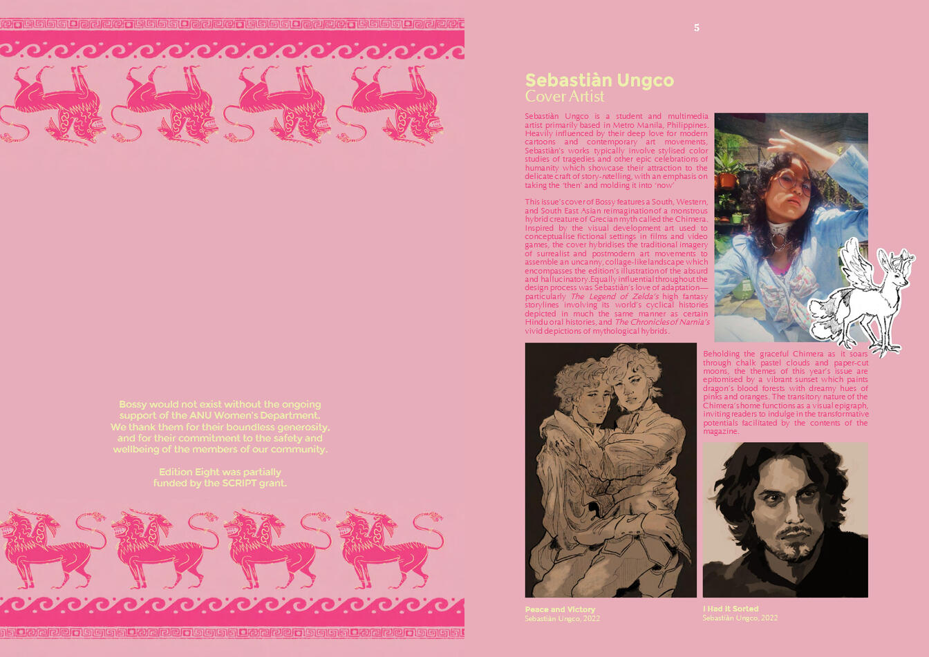interior cover & my artist biography